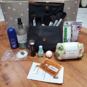 Makeup Brush Kit/ B+B Stress Relief/ Nivea/Soft Lips Slims/ Castelbel Porto Soap